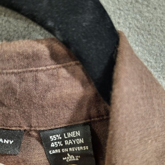 New York & Company Linen‎ Blend Button Up Shirt Women's Size Large Short Sleeves - Picture 4 of 6